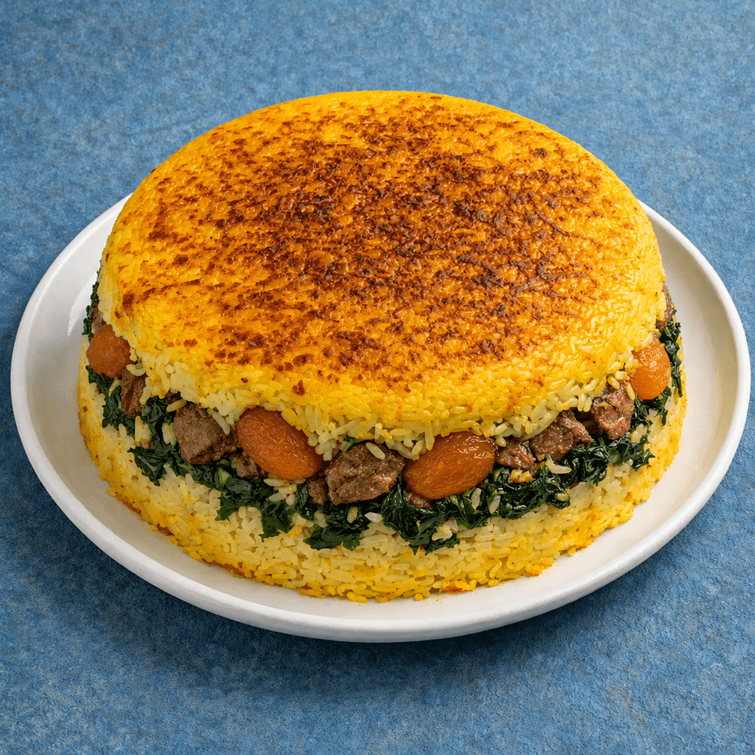 ته‌چین اسفناج و آلو