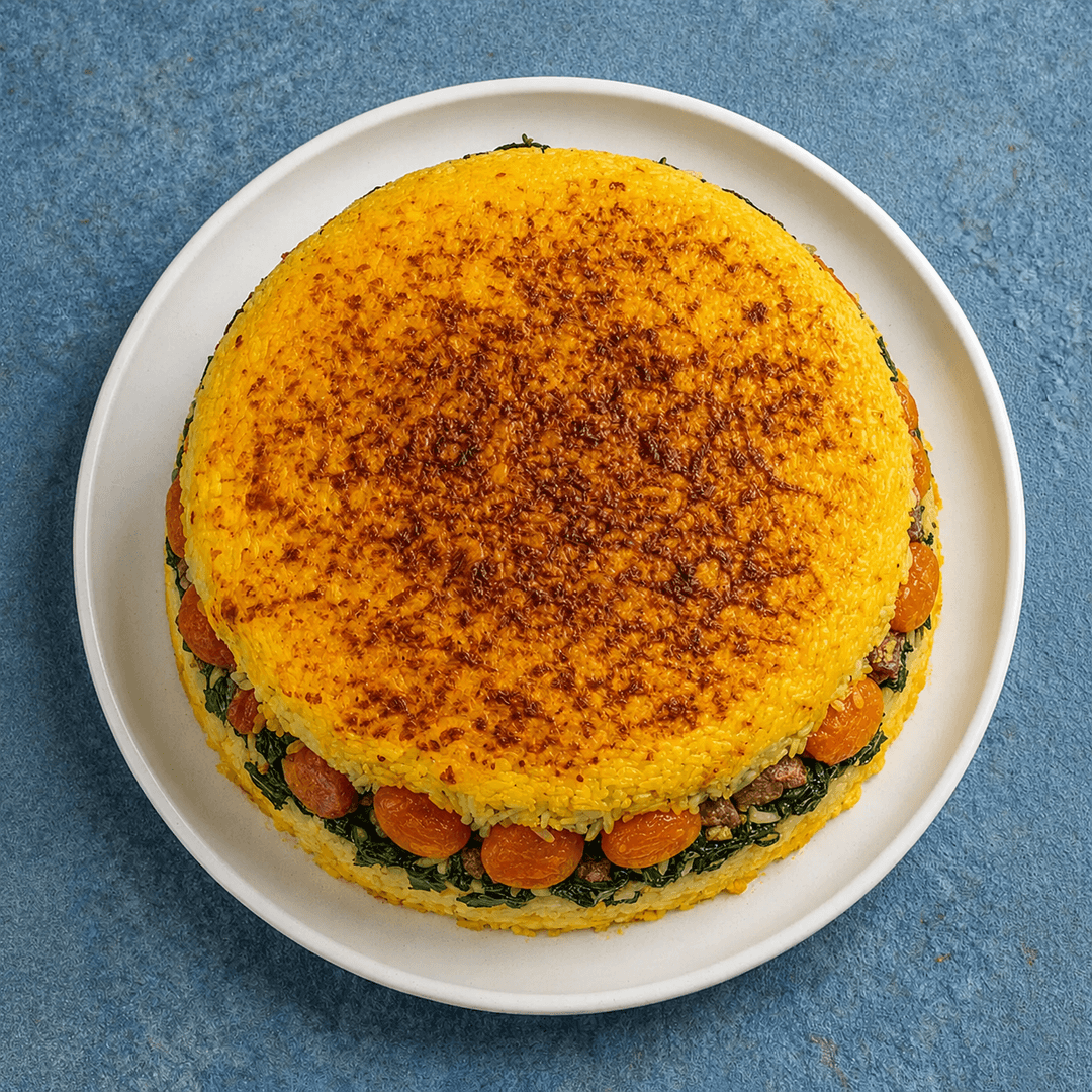 ته‌چین اسفناج و آلو