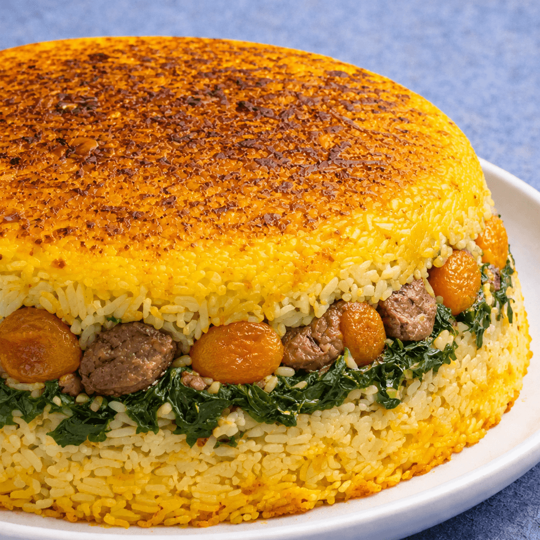 ته‌چین اسفناج و آلو