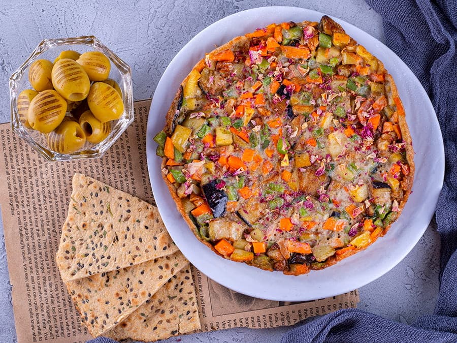 کوکو لوبیاسبز و بادمجان