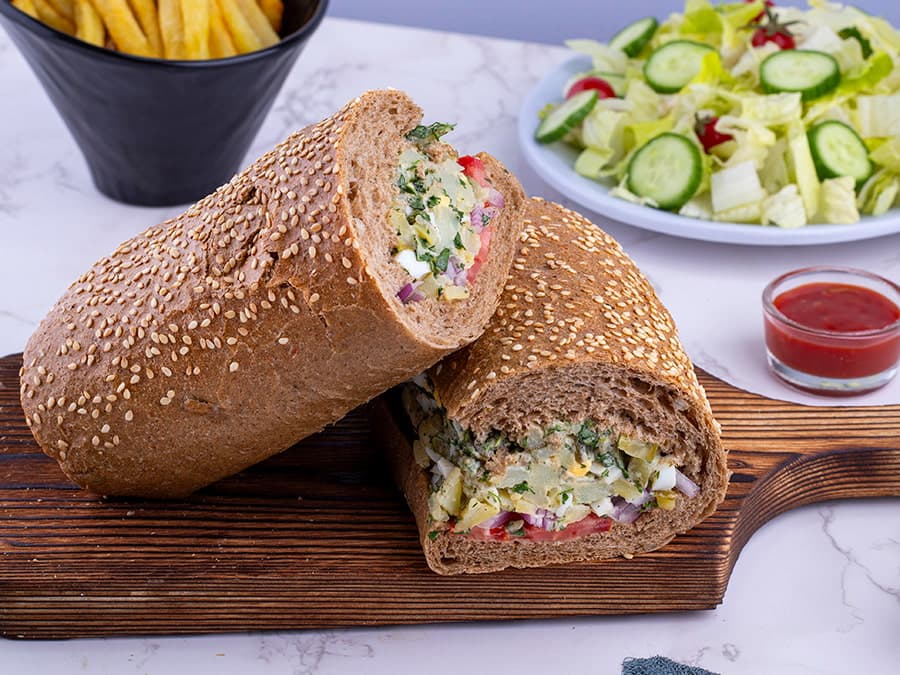 ساندویچ سیبزمینی و تخممرغ