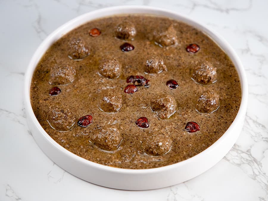 خورش فسنجان فندق با گوشت قلقلی