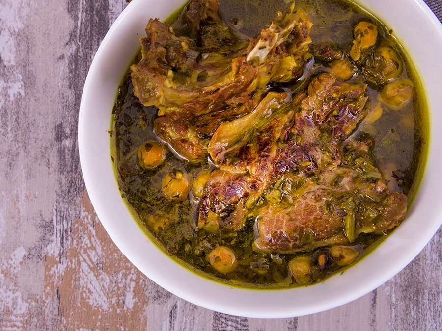 گوشت و نخود و اسفناج