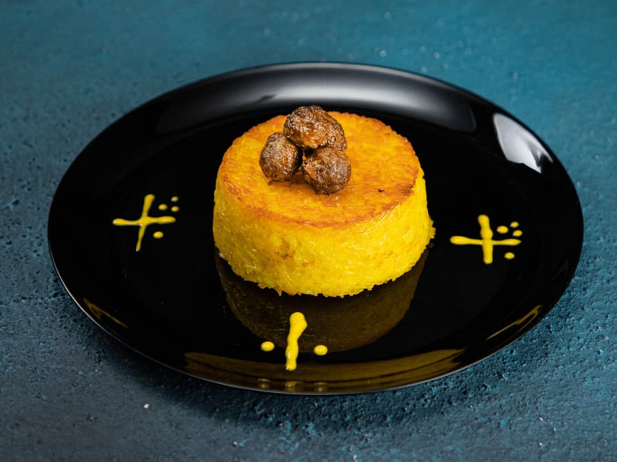 تهچین اسفناج با گوشت