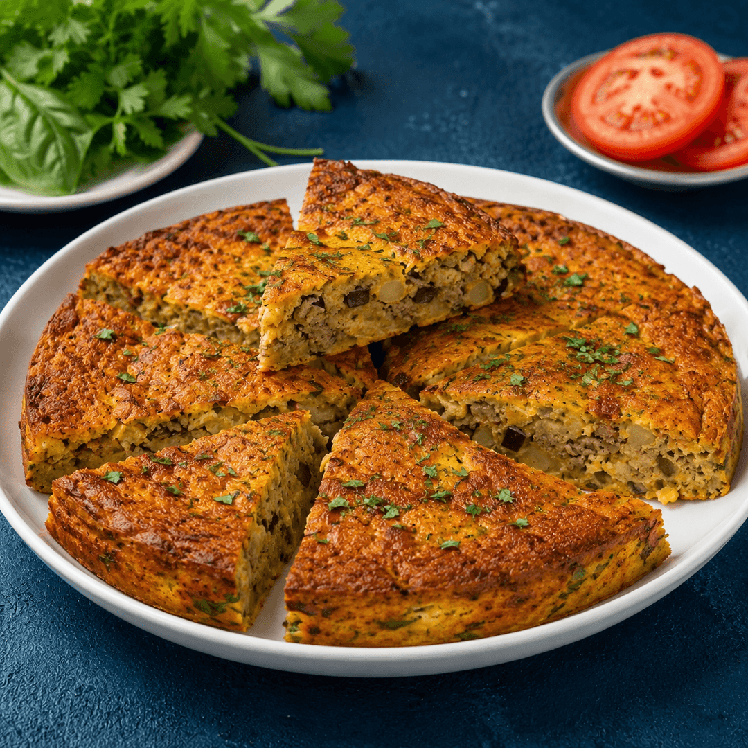 کوکو بادمجان با گوشت چرخکرده