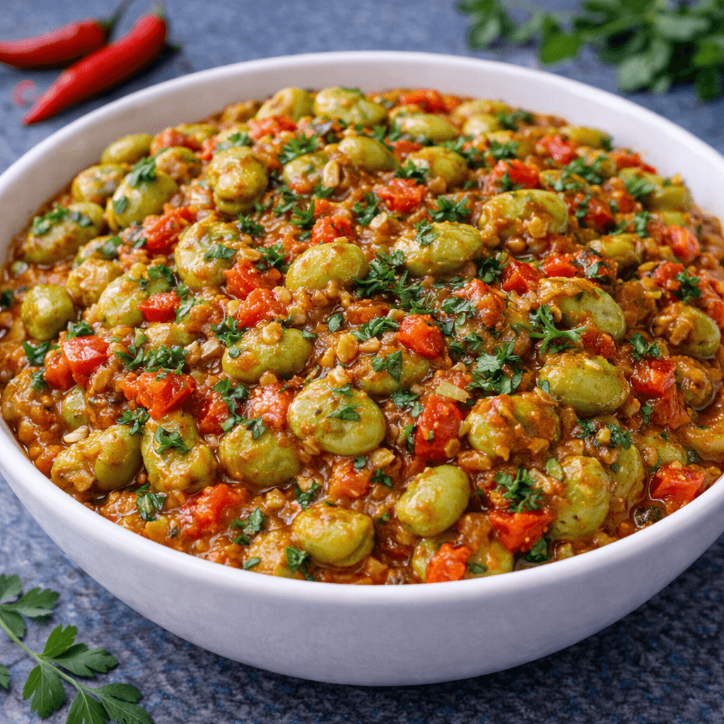 خوراک باقلا با چیلی