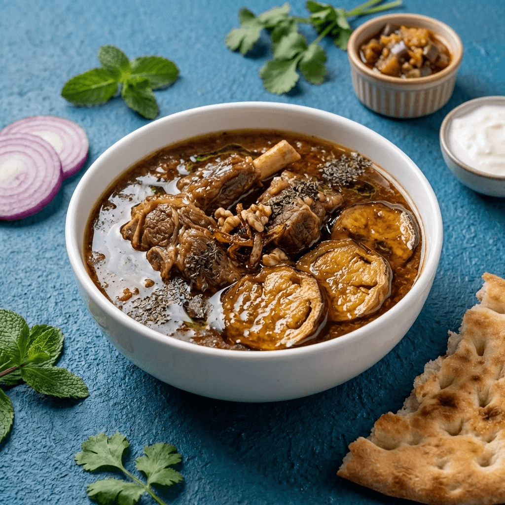 خورش گوشت و بادمجان با قرِهقروت