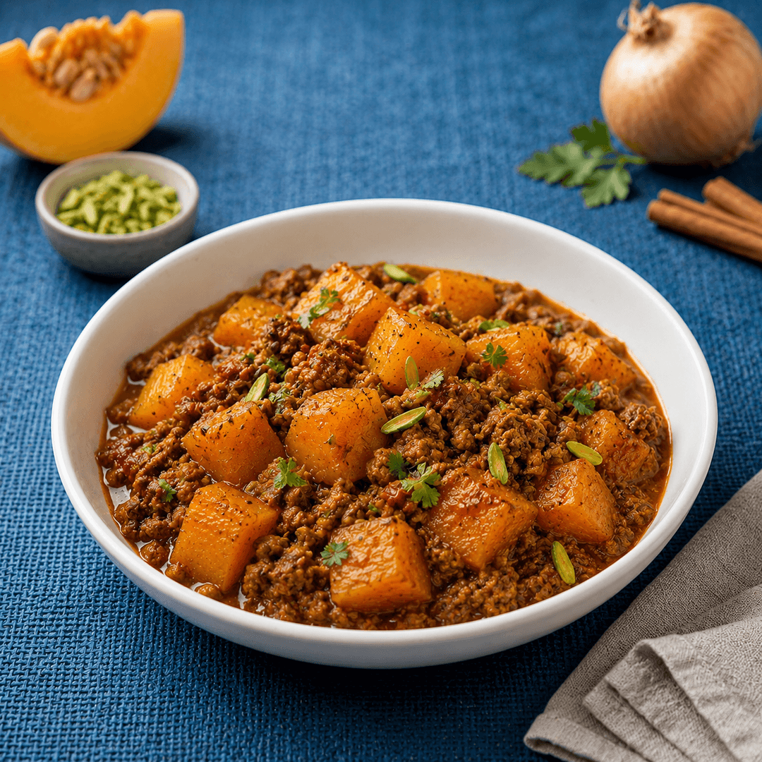 خوراک کدو حلوایی و گوشت